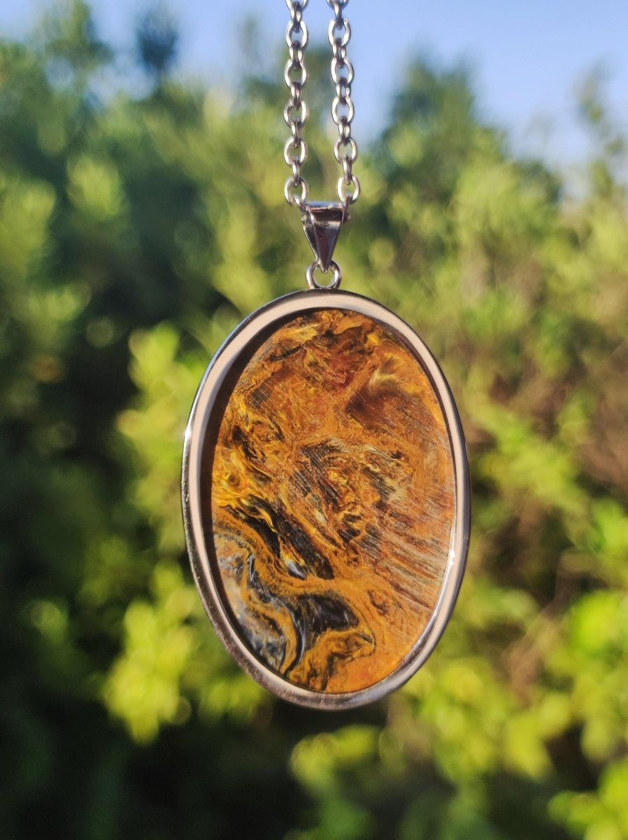Pietersite gold - 925 Sterling Silber Edelstein Kette Natur Schutz Rarität Heilstein Kristall Mann Frau Er Sie Geschenk Schimmer Reflektion - Art of Nature Berlin