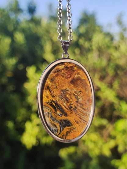 Pietersite gold - 925 Sterling Silber Edelstein Kette Natur Schutz Rarität Heilstein Kristall Mann Frau Er Sie Geschenk Schimmer Reflektion - Art of Nature Berlin