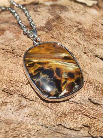 Pietersite gold - 925 Sterling Silber Edelstein Kette Natur Schutz Rarität Heilstein Kristall Mann Frau Er Sie Geschenk Schimmer Reflektion - Art of Nature Berlin