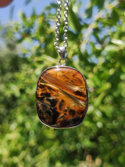 Pietersite gold - 925 Sterling Silber Edelstein Kette Natur Schutz Rarität Heilstein Kristall Mann Frau Er Sie Geschenk Schimmer Reflektion - Art of Nature Berlin