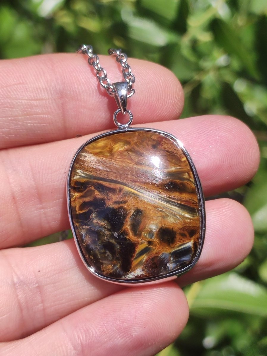 Pietersite gold - 925 Sterling Silber Edelstein Kette Natur Schutz Rarität Heilstein Kristall Mann Frau Er Sie Geschenk Schimmer Reflektion - Art of Nature Berlin