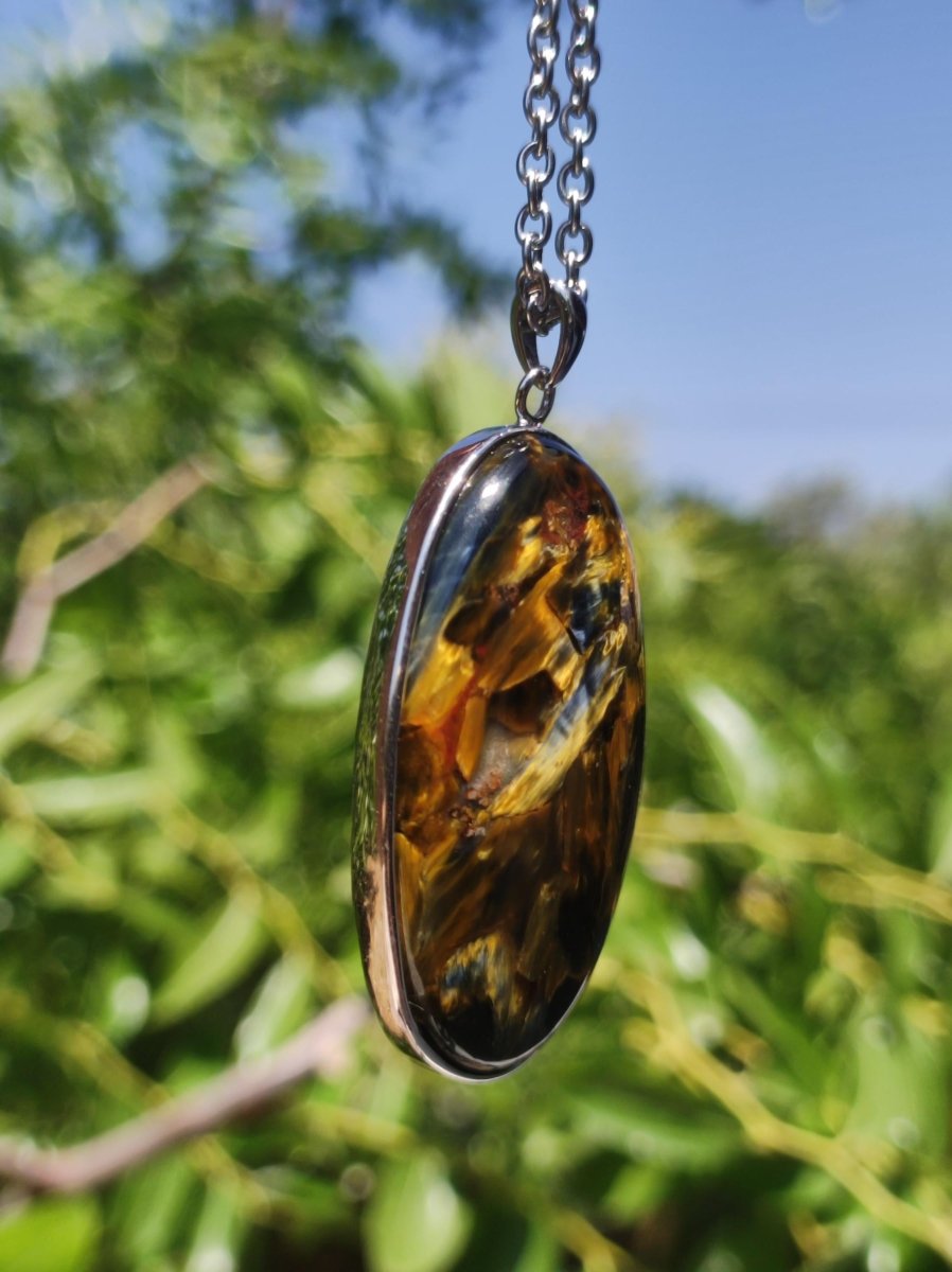 Pietersite gold - 925 Sterling Silber Edelstein Kette Natur Schutz Rarität Heilstein Kristall Mann Frau Er Sie Geschenk Schimmer Reflektion - Art of Nature Berlin