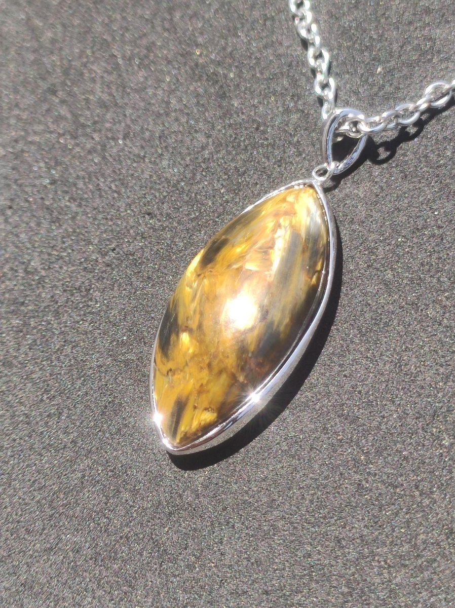 Pietersite gold - 925 Sterling Silber Edelstein Kette Natur Schutz Rarität Heilstein Kristall Mann Frau Er Sie Geschenk Schimmer Reflektion - Art of Nature Berlin