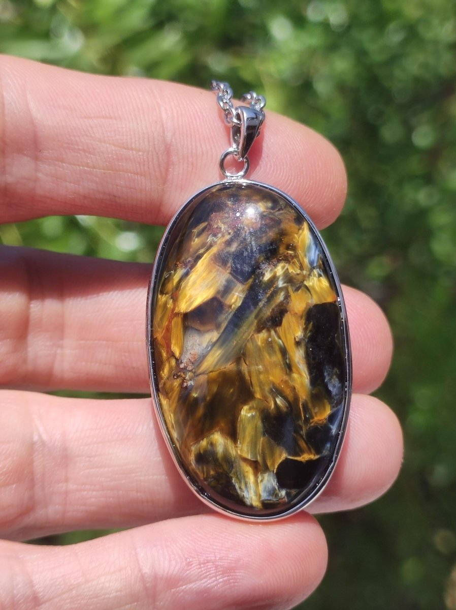 Pietersite gold - 925 Sterling Silber Edelstein Kette Natur Schutz Rarität Heilstein Kristall Mann Frau Er Sie Geschenk Schimmer Reflektion - Art of Nature Berlin