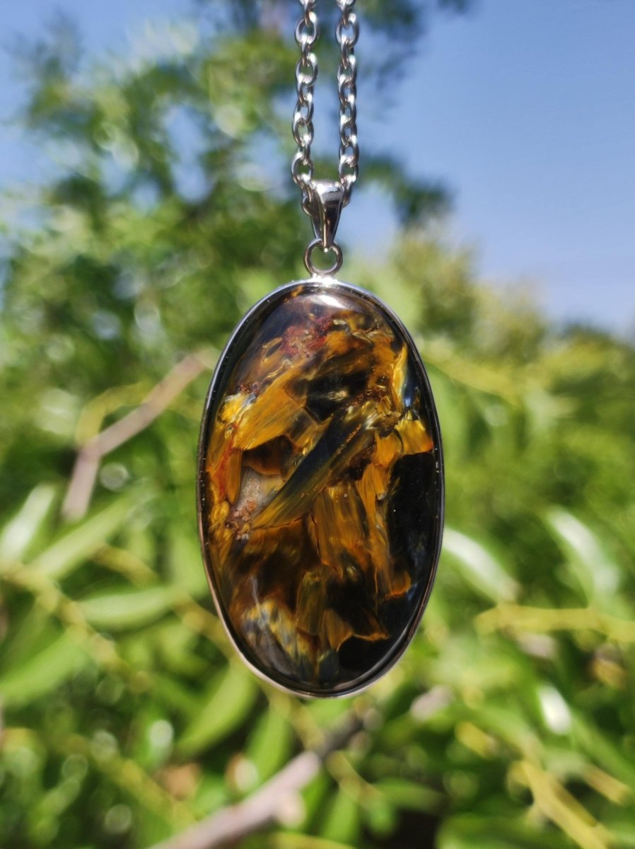 Pietersite gold - 925 Sterling Silber Edelstein Kette Natur Schutz Rarität Heilstein Kristall Mann Frau Er Sie Geschenk Schimmer Reflektion - Art of Nature Berlin