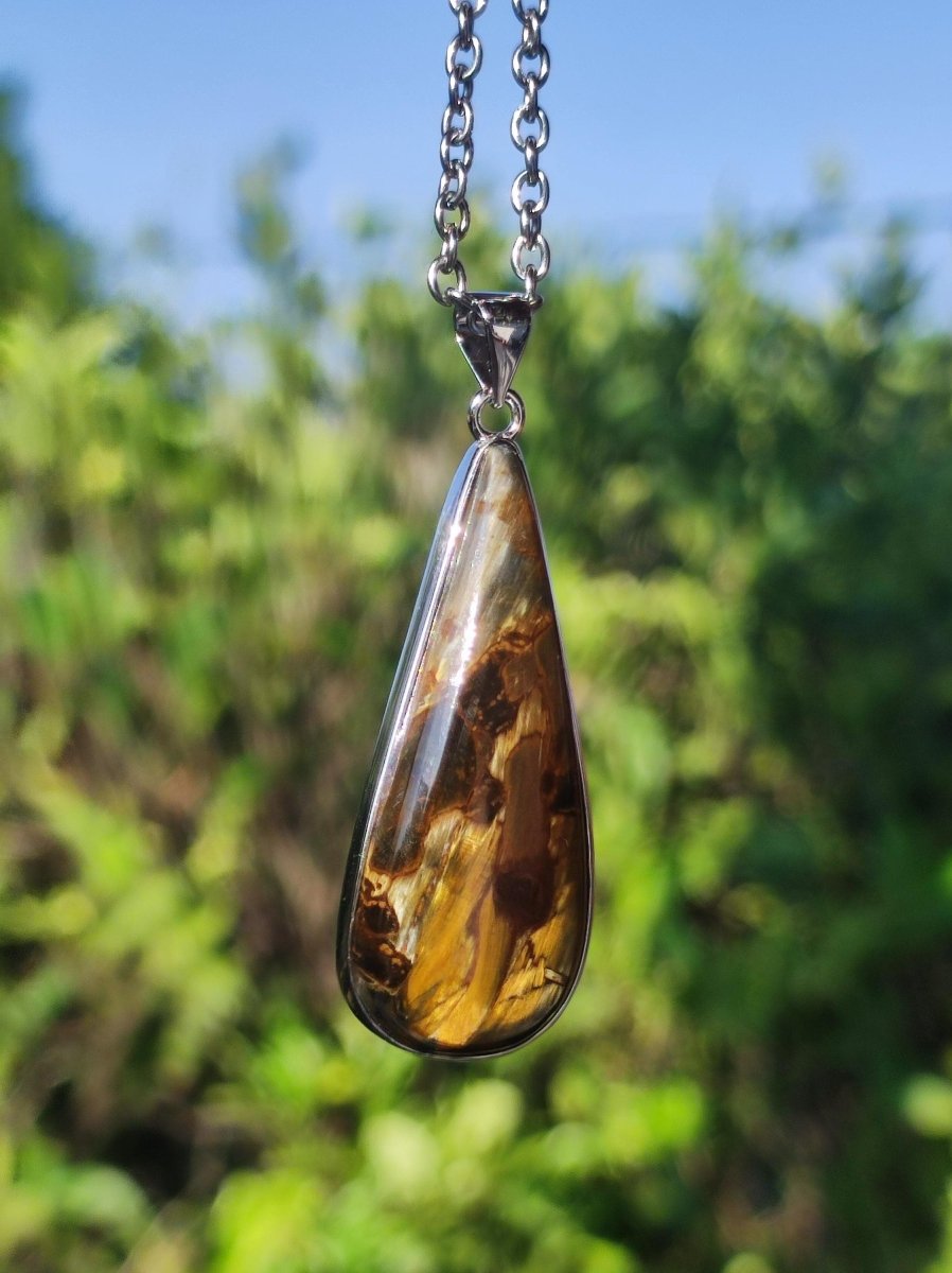 Pietersite gold - 925 Sterling Silber Edelstein Kette Natur Schutz Rarität Heilstein Kristall Mann Frau Er Sie Geschenk Schimmer Reflektion - Art of Nature Berlin