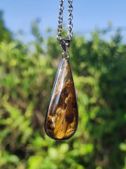 Pietersite gold - 925 Sterling Silber Edelstein Kette Natur Schutz Rarität Heilstein Kristall Mann Frau Er Sie Geschenk Schimmer Reflektion - Art of Nature Berlin
