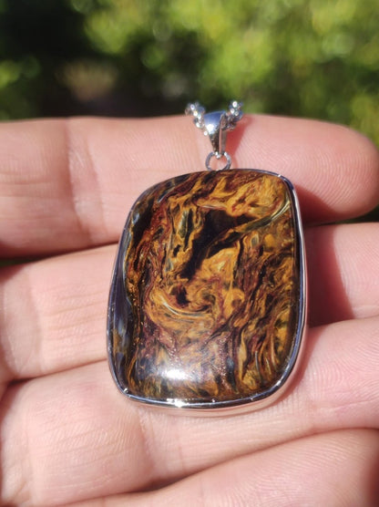 Pietersite gold - 925 Sterling Silber Edelstein Kette Natur Schutz Rarität Heilstein Kristall Mann Frau Er Sie Geschenk Schimmer Reflektion - Art of Nature Berlin