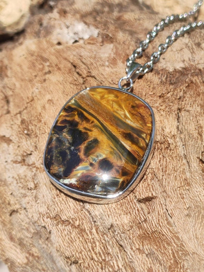 Pietersite gold - 925 Sterling Silber Edelstein Kette Natur Schutz Rarität Heilstein Kristall Mann Frau Er Sie Geschenk Schimmer Reflektion - Art of Nature Berlin