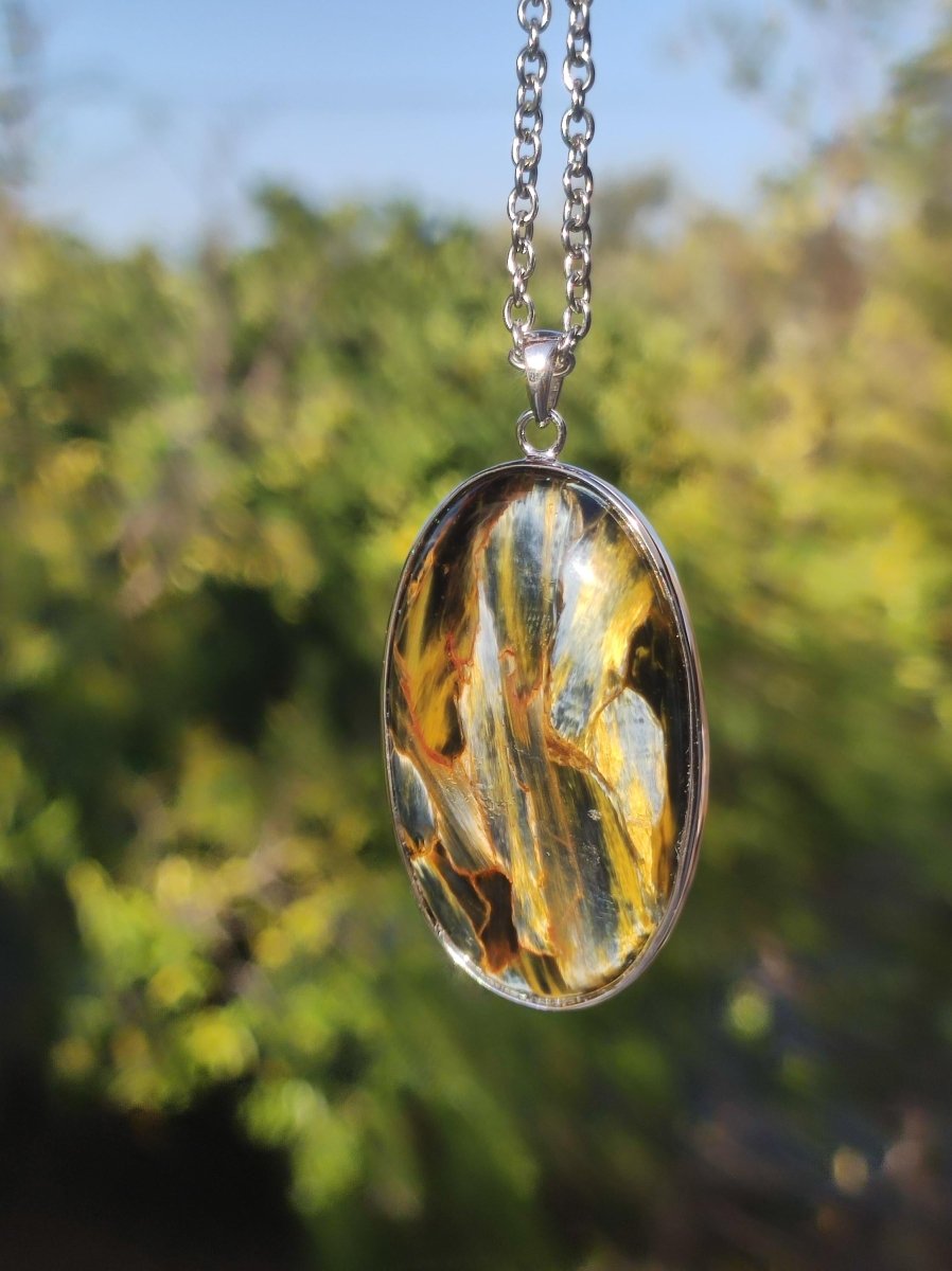 Pietersite gold - 925 Sterling Silber Edelstein Kette Natur Schutz Rarität Heilstein Kristall Mann Frau Er Sie Geschenk Schimmer Reflektion - Art of Nature Berlin