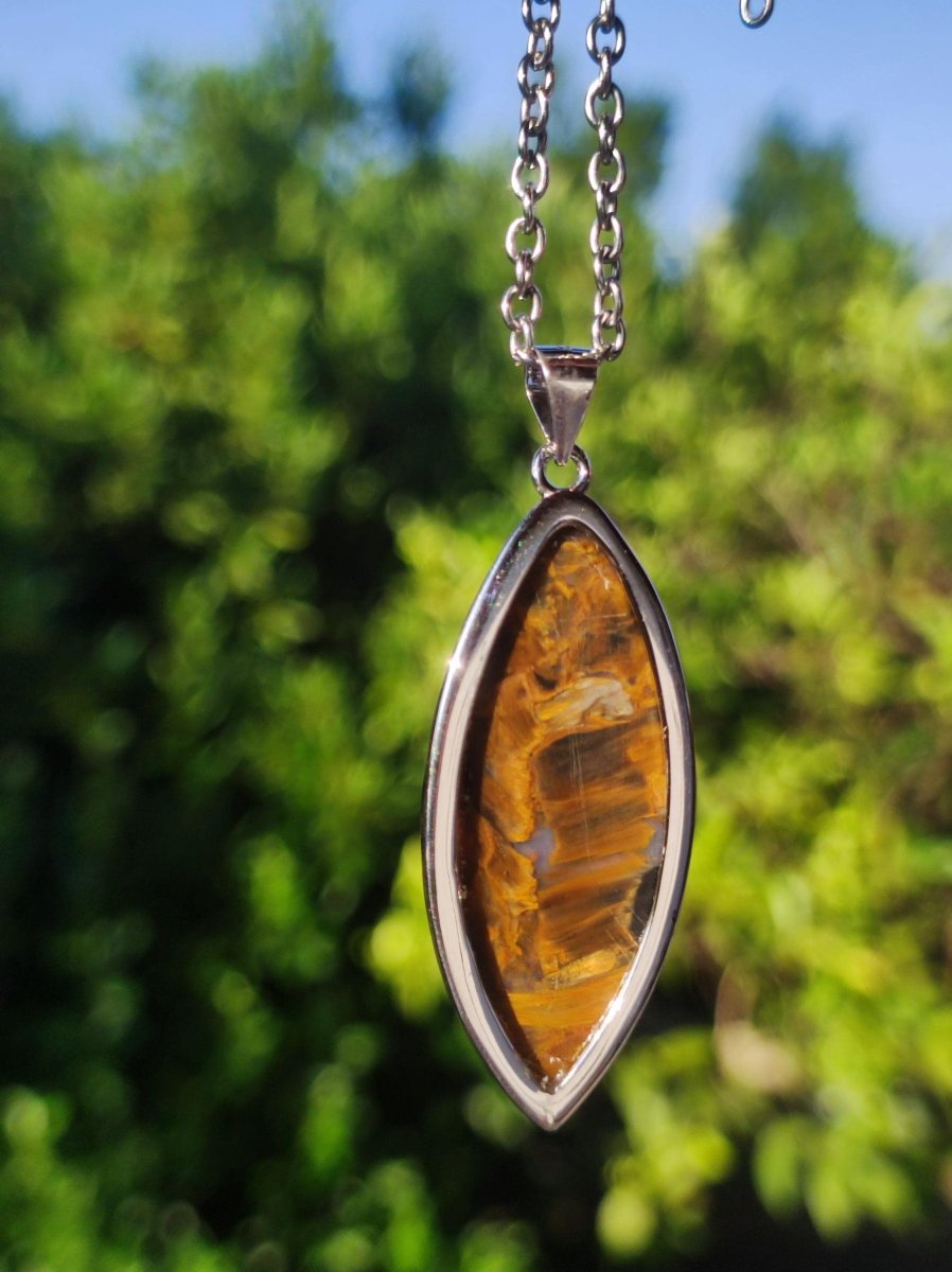 Pietersite gold - 925 Sterling Silber Edelstein Kette Natur Schutz Rarität Heilstein Kristall Mann Frau Er Sie Geschenk Schimmer Reflektion - Art of Nature Berlin