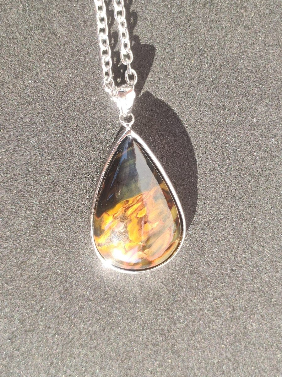 Pietersite gold - 925 Sterling Silber Edelstein Kette Natur Schutz Rarität Heilstein Kristall Mann Frau Er Sie Geschenk Schimmer Reflektion - Art of Nature Berlin