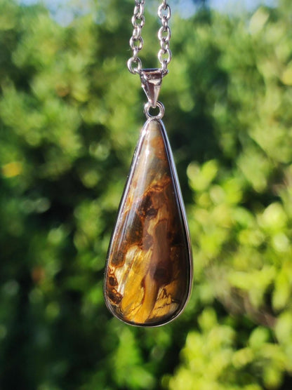 Pietersite gold - 925 Sterling Silber Edelstein Kette Natur Schutz Rarität Heilstein Kristall Mann Frau Er Sie Geschenk Schimmer Reflektion - Art of Nature Berlin