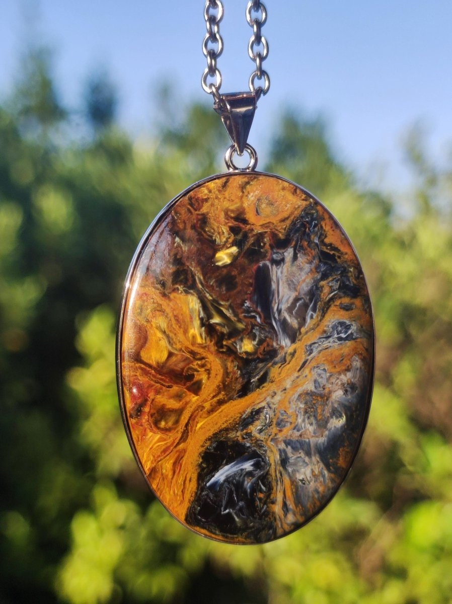 Pietersite gold - 925 Sterling Silber Edelstein Kette Natur Schutz Rarität Heilstein Kristall Mann Frau Er Sie Geschenk Schimmer Reflektion - Art of Nature Berlin