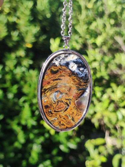 Pietersite gold - 925 Sterling Silber Edelstein Kette Natur Schutz Rarität Heilstein Kristall Mann Frau Er Sie Geschenk Schimmer Reflektion - Art of Nature Berlin