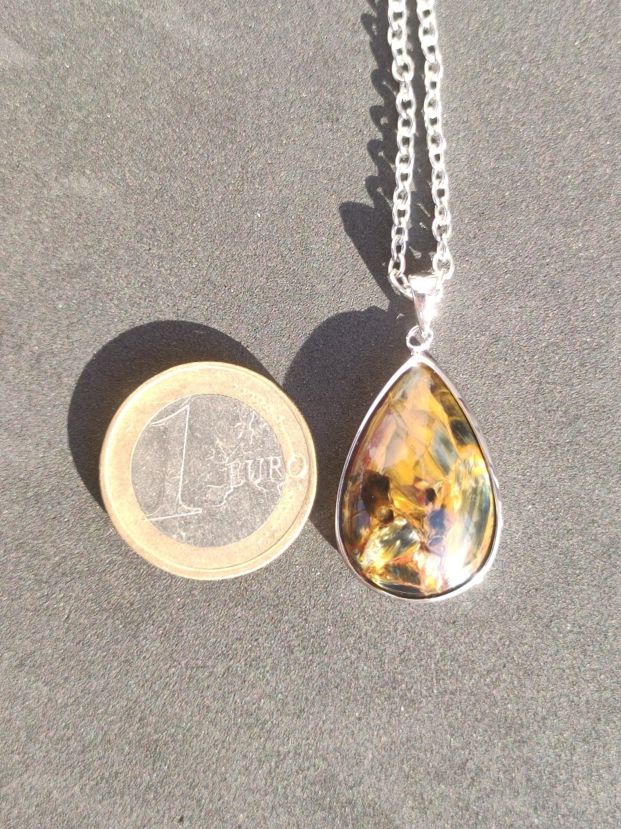 Pietersite gold - 925 Sterling Silber Edelstein Kette Natur Schutz Rarität Heilstein Kristall Mann Frau Er Sie Geschenk Schimmer Reflektion - Art of Nature Berlin