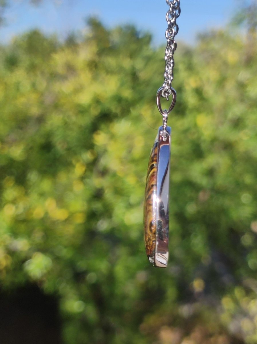 Pietersite gold - 925 Sterling Silber Edelstein Kette Natur Schutz Rarität Heilstein Kristall Mann Frau Er Sie Geschenk Schimmer Reflektion - Art of Nature Berlin