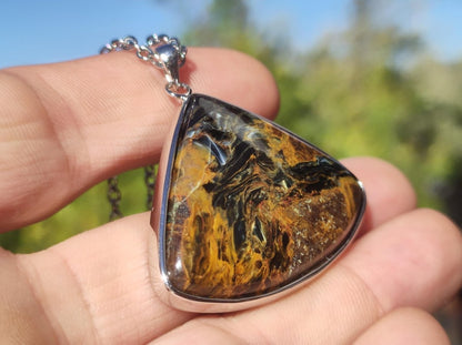 Pietersite gold - 925 Sterling Silber Edelstein Kette Natur Schutz Rarität Heilstein Kristall Mann Frau Er Sie Geschenk Schimmer Reflektion - Art of Nature Berlin
