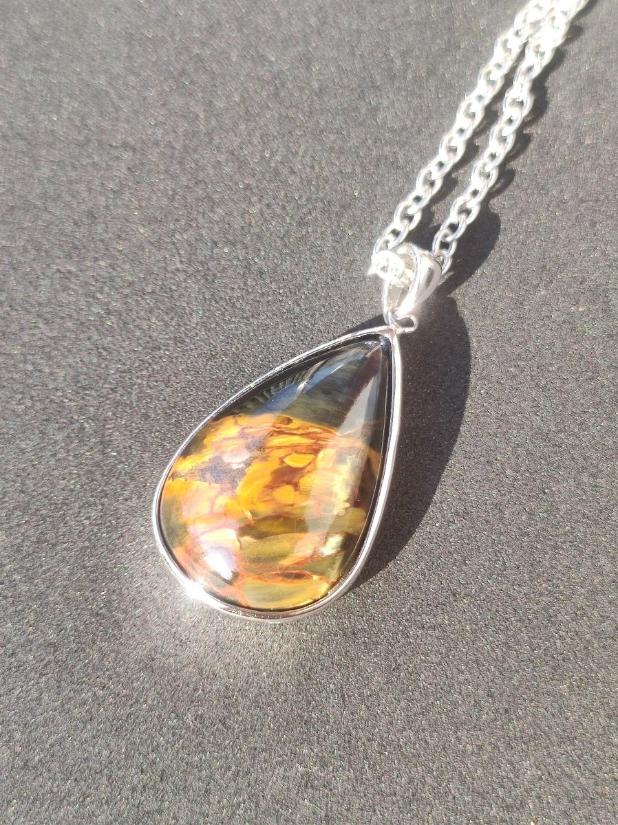 Pietersite gold - 925 Sterling Silber Edelstein Kette Natur Schutz Rarität Heilstein Kristall Mann Frau Er Sie Geschenk Schimmer Reflektion - Art of Nature Berlin