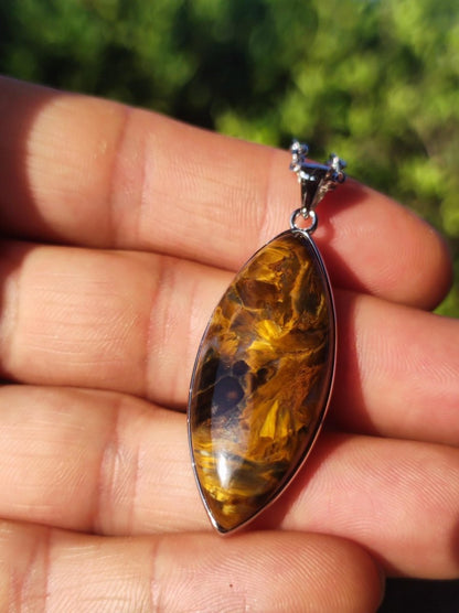 Pietersite gold - 925 Sterling Silber Edelstein Kette Natur Schutz Rarität Heilstein Kristall Mann Frau Er Sie Geschenk Schimmer Reflektion - Art of Nature Berlin
