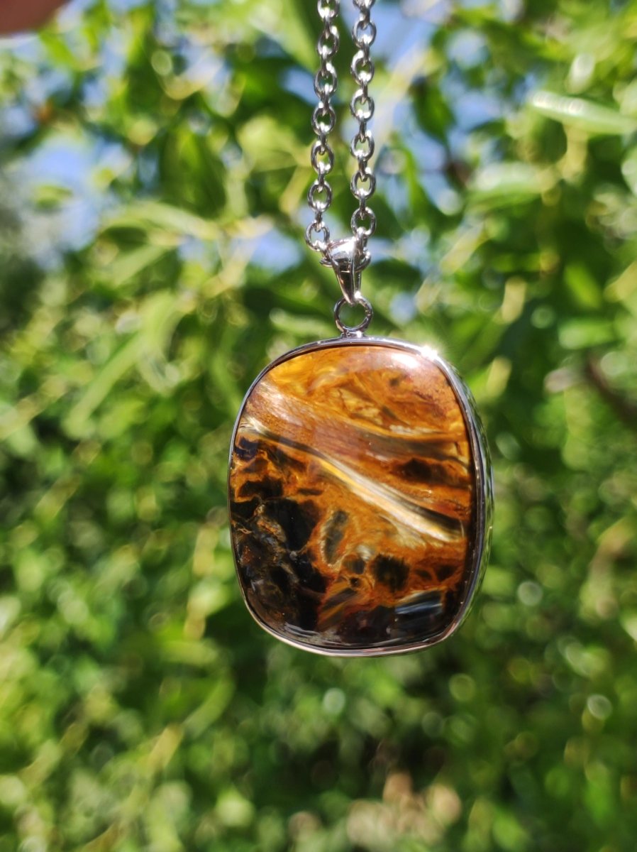 Pietersite gold - 925 Sterling Silber Edelstein Kette Natur Schutz Rarität Heilstein Kristall Mann Frau Er Sie Geschenk Schimmer Reflektion - Art of Nature Berlin