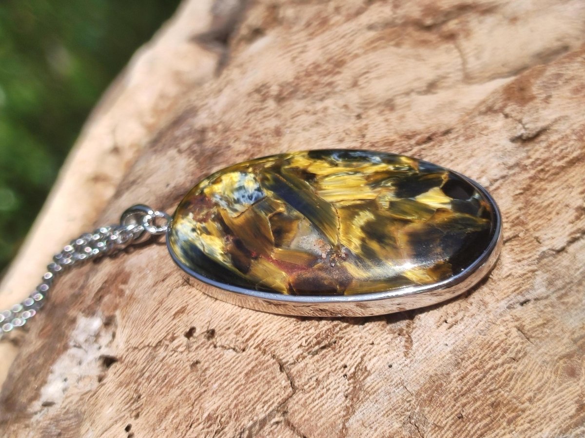 Pietersite gold - 925 Sterling Silber Edelstein Kette Natur Schutz Rarität Heilstein Kristall Mann Frau Er Sie Geschenk Schimmer Reflektion - Art of Nature Berlin