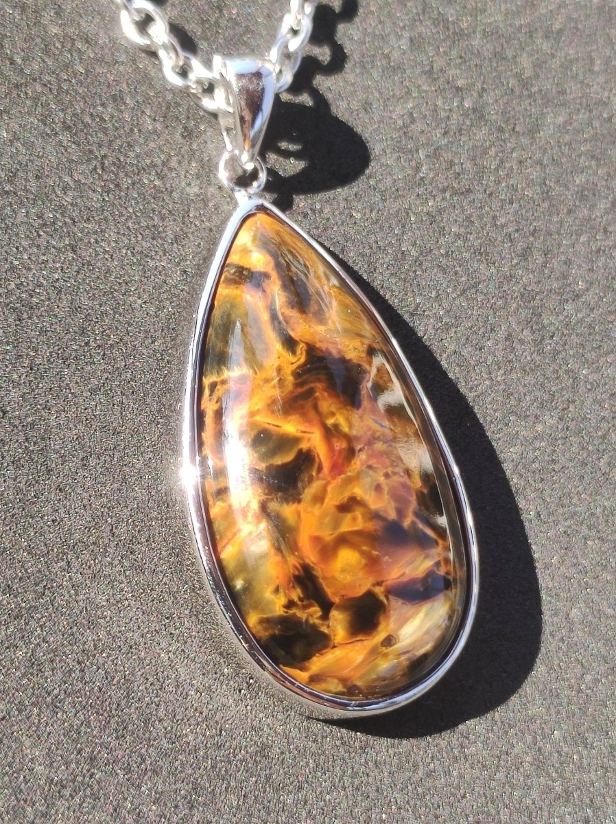 Pietersite gold - 925 Sterling Silber Edelstein Kette Natur Schutz Rarität Heilstein Kristall Mann Frau Er Sie Geschenk Schimmer Reflektion - Art of Nature Berlin