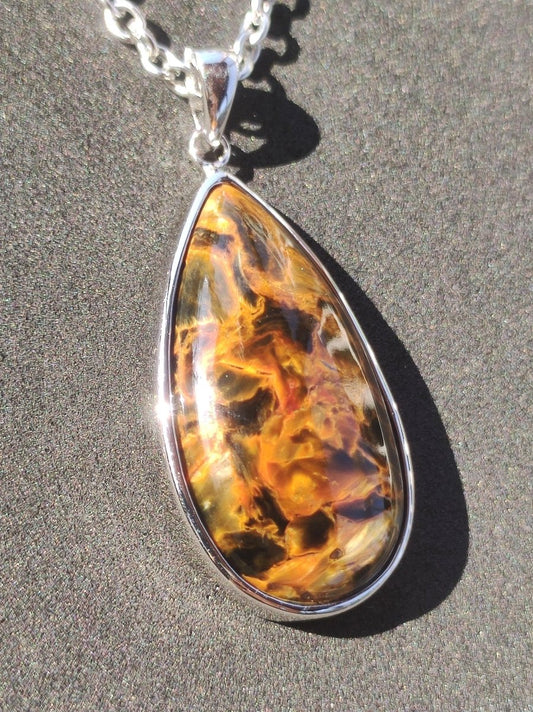 Pietersite gold - 925 Sterling Silber Edelstein Kette Natur Schutz Rarität Heilstein Kristall Mann Frau Er Sie Geschenk Schimmer Reflektion - Art of Nature Berlin