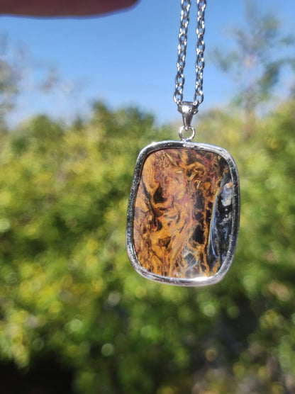 Pietersite gold - 925 Sterling Silber Edelstein Kette Natur Schutz Rarität Heilstein Kristall Mann Frau Er Sie Geschenk Schimmer Reflektion - Art of Nature Berlin