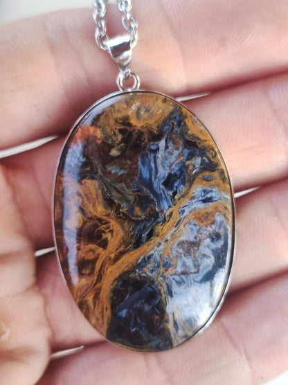 Pietersite gold - 925 Sterling Silber Edelstein Kette Natur Schutz Rarität Heilstein Kristall Mann Frau Er Sie Geschenk Schimmer Reflektion - Art of Nature Berlin