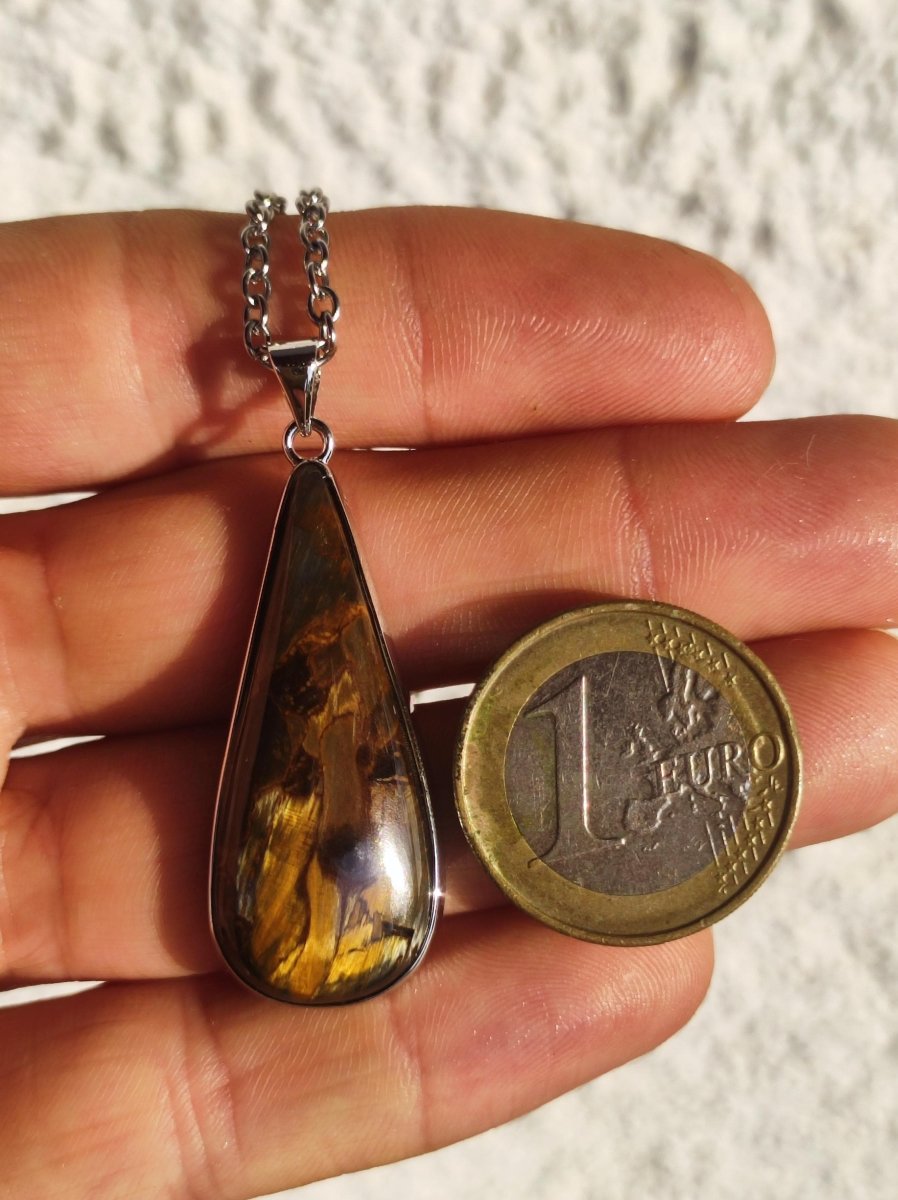 Pietersite gold - 925 Sterling Silber Edelstein Kette Natur Schutz Rarität Heilstein Kristall Mann Frau Er Sie Geschenk Schimmer Reflektion - Art of Nature Berlin