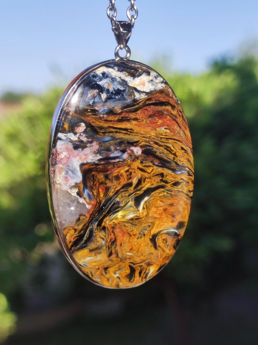 Pietersite gold - 925 Sterling Silber Edelstein Kette Natur Schutz Rarität Heilstein Kristall Mann Frau Er Sie Geschenk Schimmer Reflektion - Art of Nature Berlin