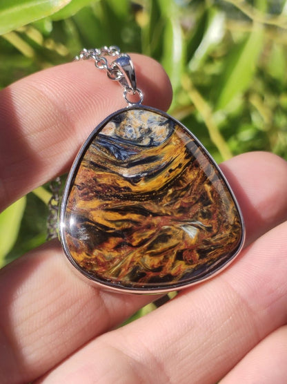 Pietersite gold - 925 Sterling Silber Edelstein Kette Natur Schutz Rarität Heilstein Kristall Mann Frau Er Sie Geschenk Schimmer Reflektion - Art of Nature Berlin