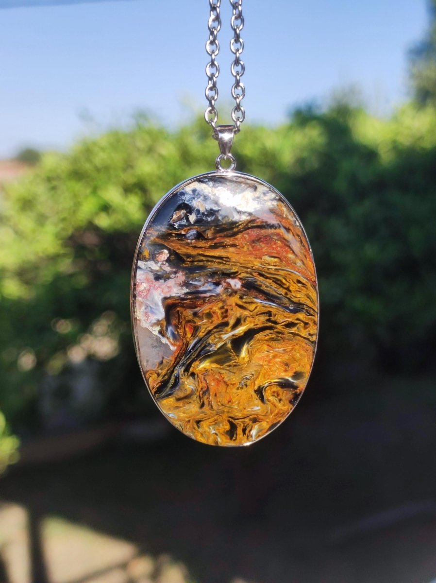 Pietersite gold - 925 Sterling Silber Edelstein Kette Natur Schutz Rarität Heilstein Kristall Mann Frau Er Sie Geschenk Schimmer Reflektion - Art of Nature Berlin