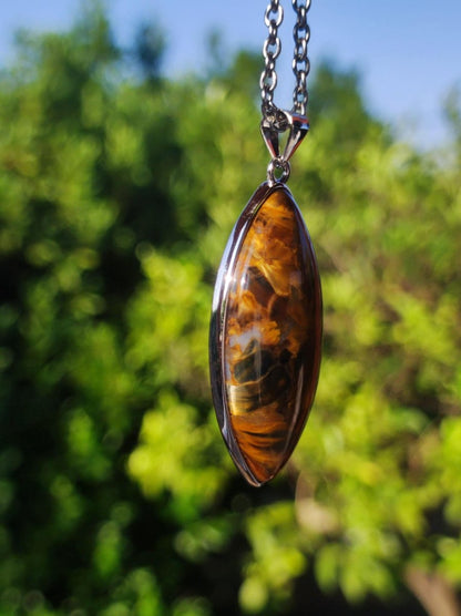 Pietersite gold - 925 Sterling Silber Edelstein Kette Natur Schutz Rarität Heilstein Kristall Mann Frau Er Sie Geschenk Schimmer Reflektion - Art of Nature Berlin