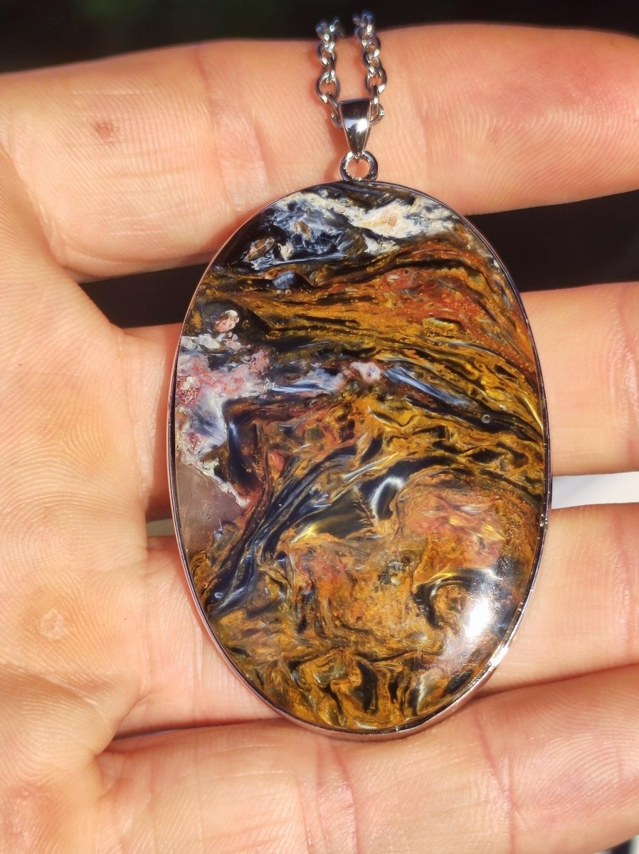 Pietersite gold - 925 Sterling Silber Edelstein Kette Natur Schutz Rarität Heilstein Kristall Mann Frau Er Sie Geschenk Schimmer Reflektion - Art of Nature Berlin