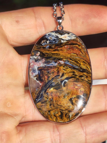 Pietersite gold - 925 Sterling Silber Edelstein Kette Natur Schutz Rarität Heilstein Kristall Mann Frau Er Sie Geschenk Schimmer Reflektion - Art of Nature Berlin