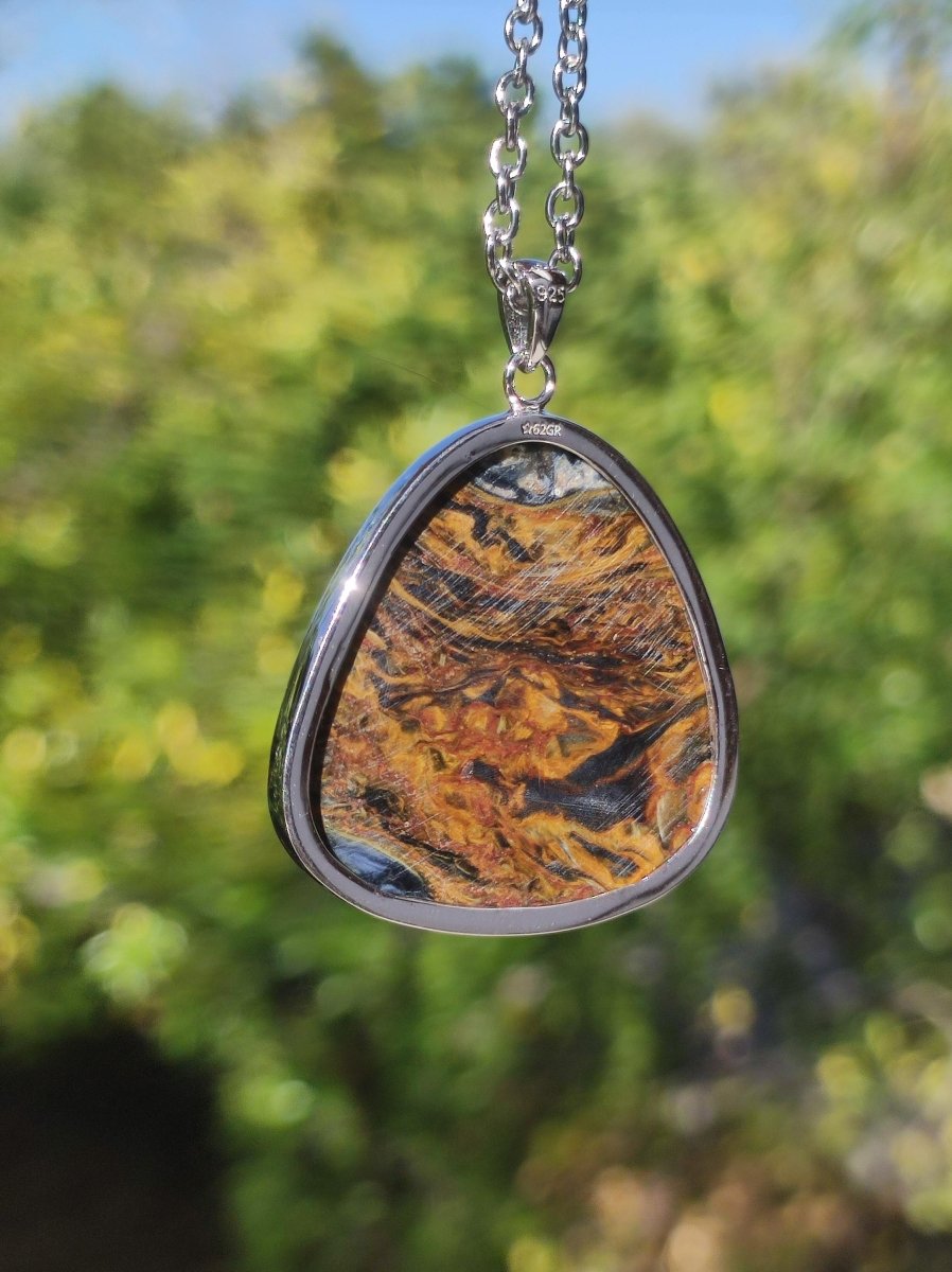 Pietersite gold - 925 Sterling Silber Edelstein Kette Natur Schutz Rarität Heilstein Kristall Mann Frau Er Sie Geschenk Schimmer Reflektion - Art of Nature Berlin