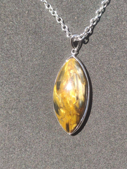 Pietersite gold - 925 Sterling Silber Edelstein Kette Natur Schutz Rarität Heilstein Kristall Mann Frau Er Sie Geschenk Schimmer Reflektion - Art of Nature Berlin