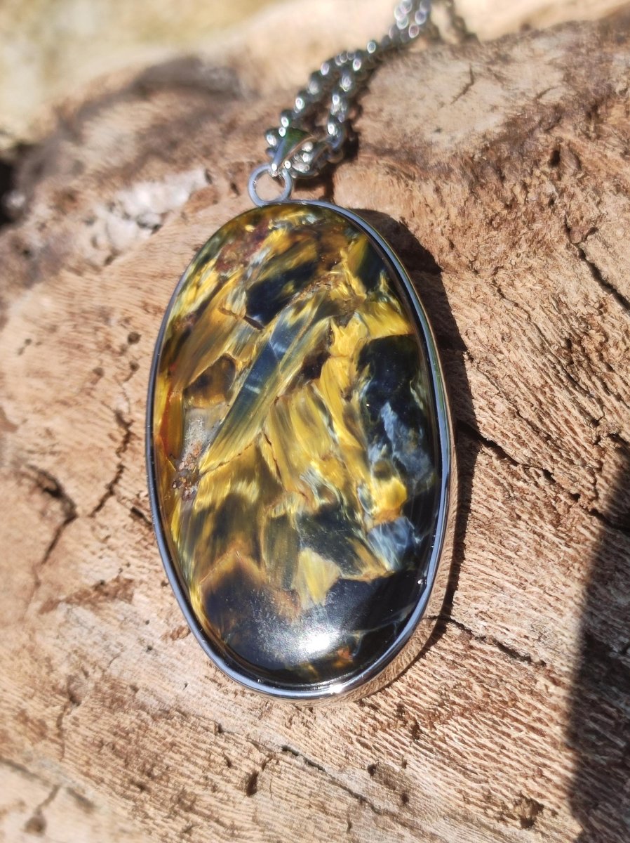 Pietersite gold - 925 Sterling Silber Edelstein Kette Natur Schutz Rarität Heilstein Kristall Mann Frau Er Sie Geschenk Schimmer Reflektion - Art of Nature Berlin