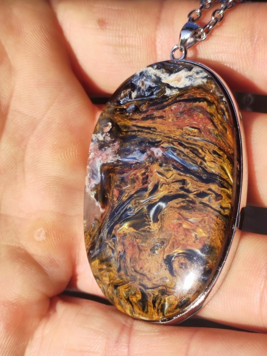 Pietersite gold - 925 Sterling Silber Edelstein Kette Natur Schutz Rarität Heilstein Kristall Mann Frau Er Sie Geschenk Schimmer Reflektion - Art of Nature Berlin