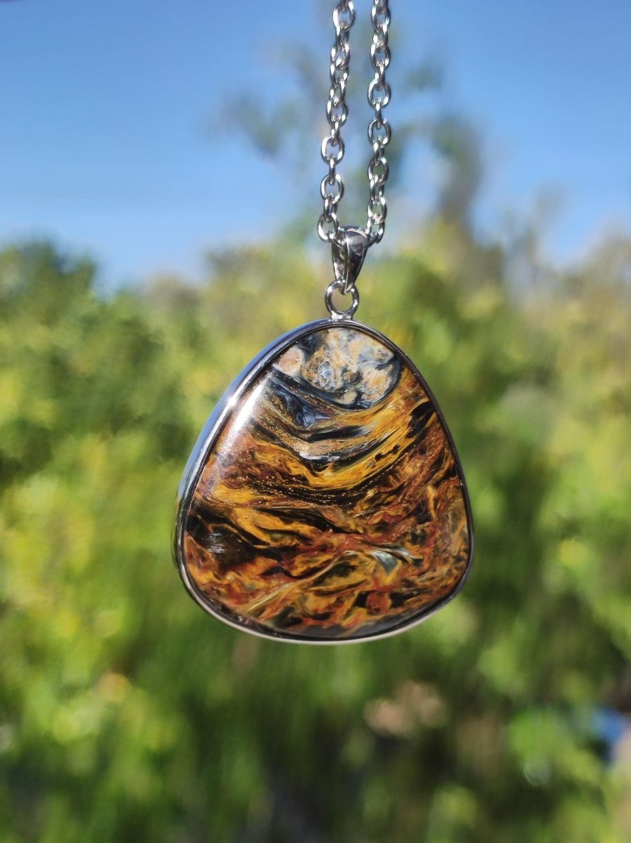 Pietersite gold - 925 Sterling Silber Edelstein Kette Natur Schutz Rarität Heilstein Kristall Mann Frau Er Sie Geschenk Schimmer Reflektion - Art of Nature Berlin