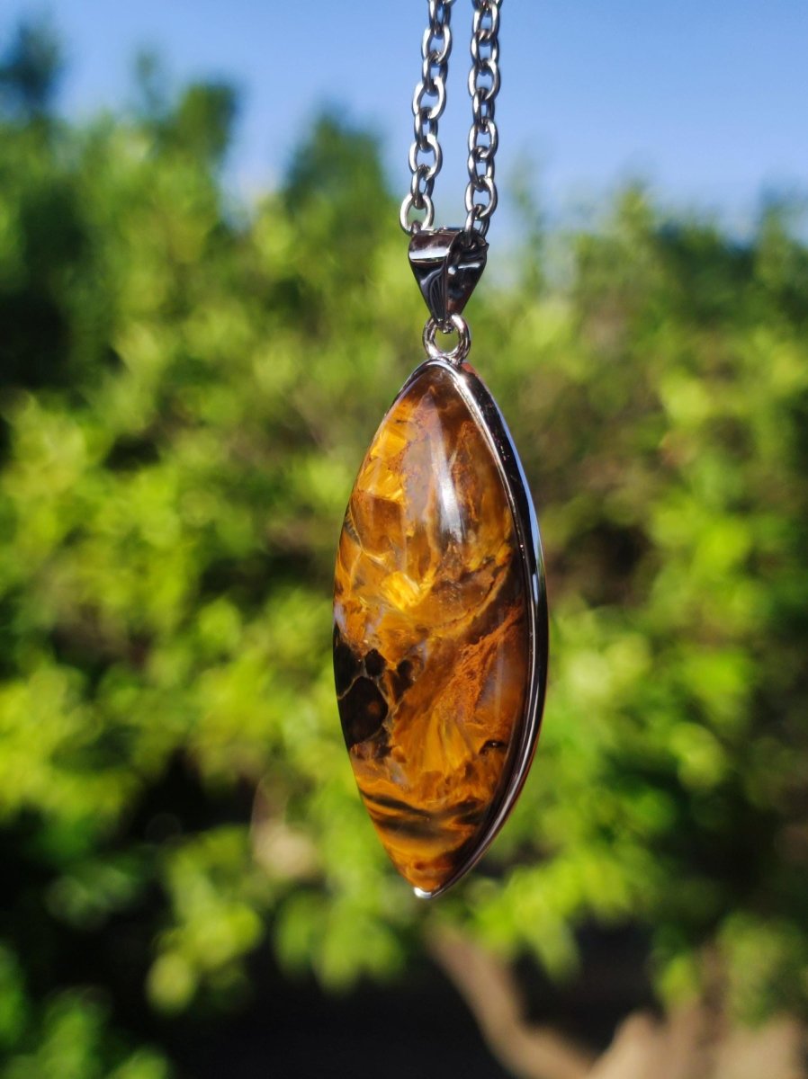 Pietersite gold - 925 Sterling Silber Edelstein Kette Natur Schutz Rarität Heilstein Kristall Mann Frau Er Sie Geschenk Schimmer Reflektion - Art of Nature Berlin