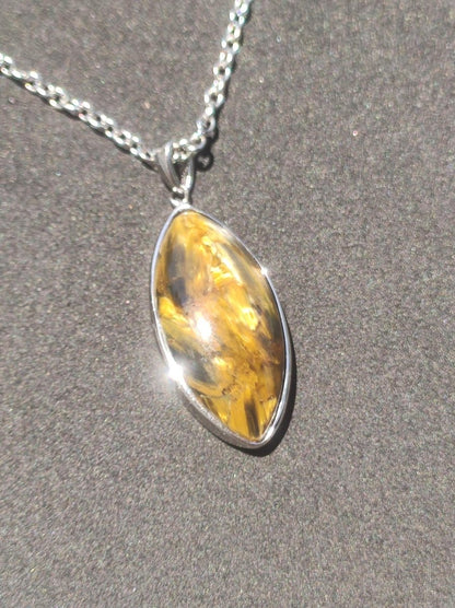 Pietersite gold - 925 Sterling Silber Edelstein Kette Natur Schutz Rarität Heilstein Kristall Mann Frau Er Sie Geschenk Schimmer Reflektion - Art of Nature Berlin