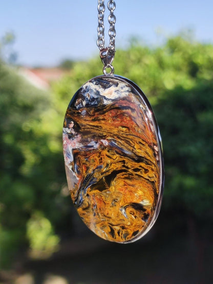 Pietersite gold - 925 Sterling Silber Edelstein Kette Natur Schutz Rarität Heilstein Kristall Mann Frau Er Sie Geschenk Schimmer Reflektion - Art of Nature Berlin