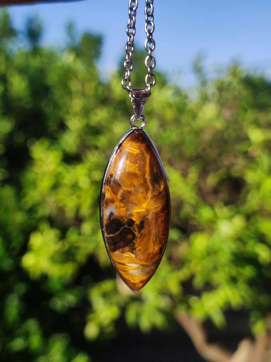 Pietersite gold - 925 Sterling Silber Edelstein Kette Natur Schutz Rarität Heilstein Kristall Mann Frau Er Sie Geschenk Schimmer Reflektion - Art of Nature Berlin