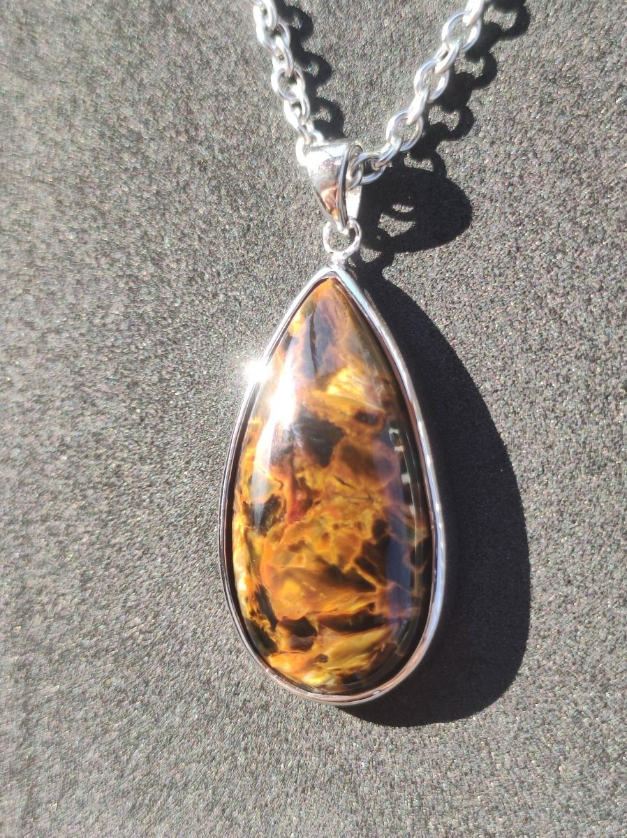 Pietersite gold - 925 Sterling Silber Edelstein Kette Natur Schutz Rarität Heilstein Kristall Mann Frau Er Sie Geschenk Schimmer Reflektion - Art of Nature Berlin