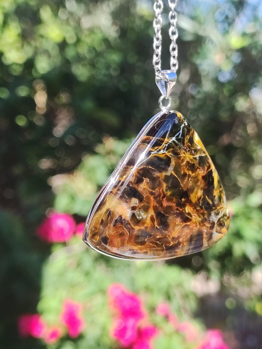 Pietersite gold AAA - 925 Sterling Silber Edelstein Kette Natur Rarität Heilstein Kristall Mann Frau Er Sie Geschenk Schimmer Reflektion - Art of Nature Berlin