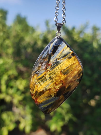 Pietersite gold AAA - 925 Sterling Silber Edelstein Kette Natur Rarität Heilstein Kristall Mann Frau Er Sie Geschenk Schimmer Reflektion - Art of Nature Berlin
