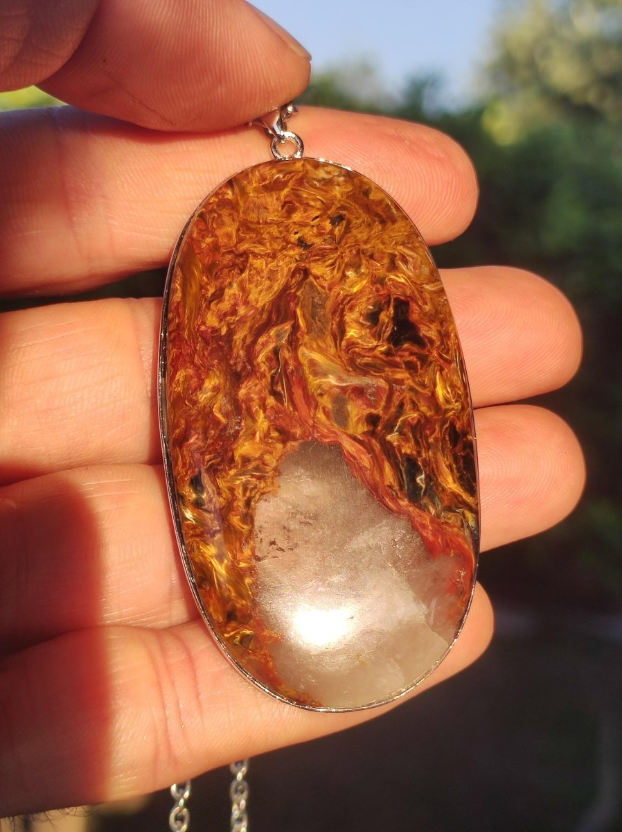 Pietersite gold AAA - 925 Sterling Silber Edelstein Kette Natur Rarität Heilstein Kristall Mann Frau Er Sie Geschenk Schimmer Reflektion - Art of Nature Berlin